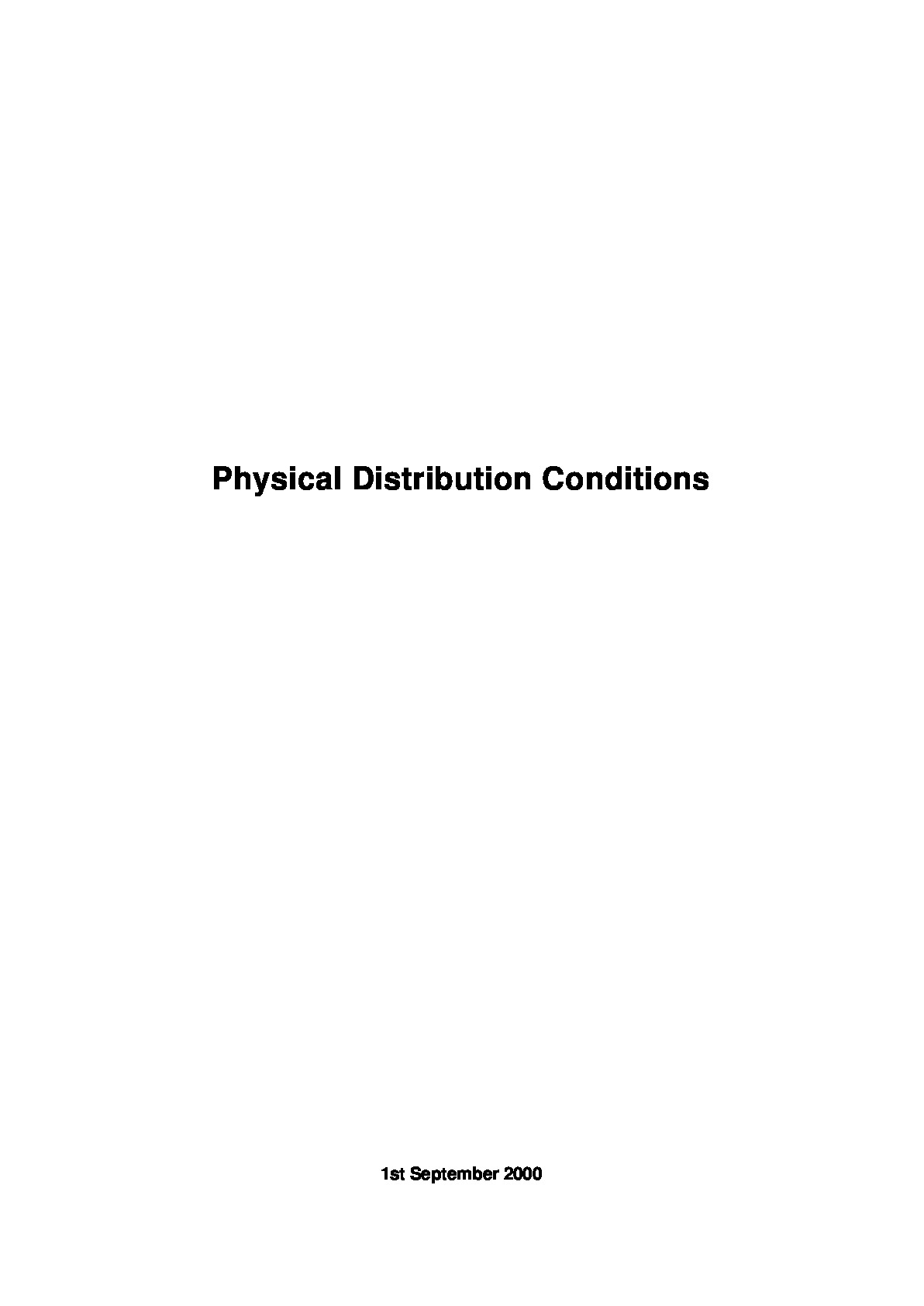 Physical Distribution Conditions 2000