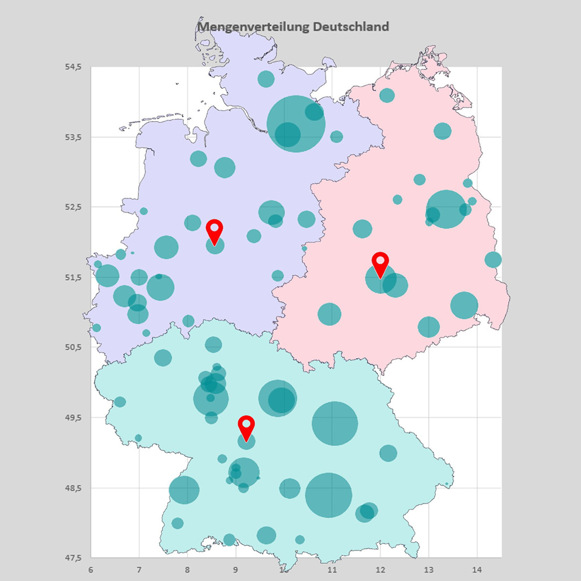 Blasendiagramm auf DE-Karte.