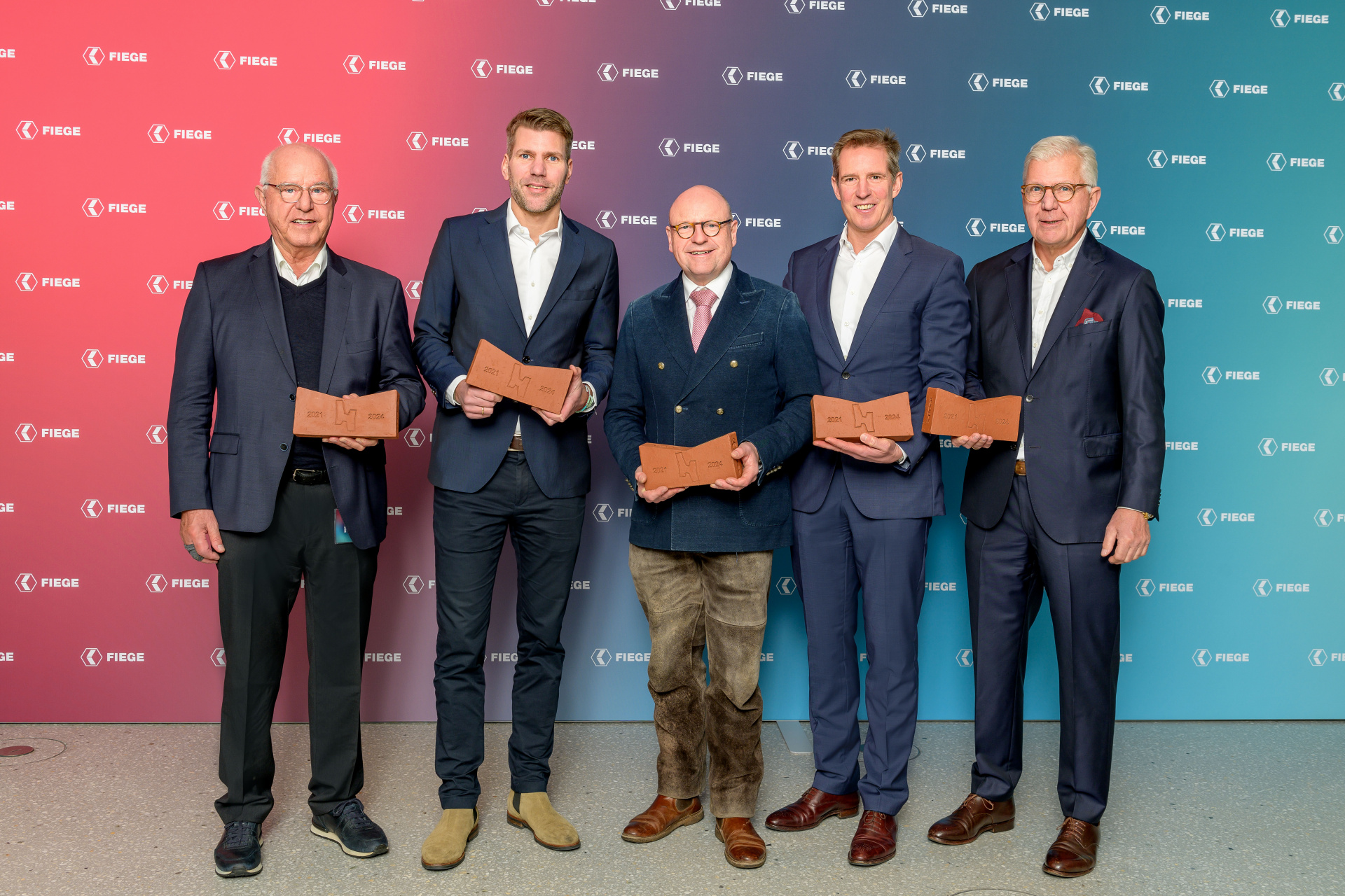 Heinz Fiege, Felix Fiege, Markus Lewe, Jens Fiege und Dr. Hugo Fiege.