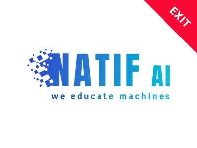 Natif AI Logo, in der oberen rechten Ecke steht auf rotem Hintergrund Exit.